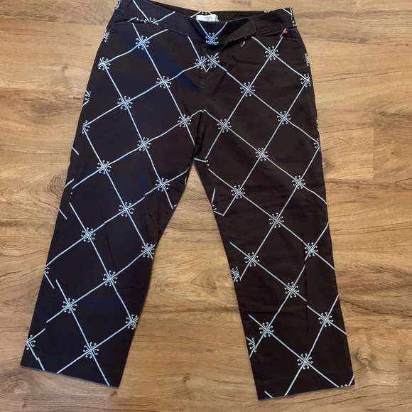 GAP Capris Cropped Pants Black White Diamond Sz 6 - Picture 1 of 8